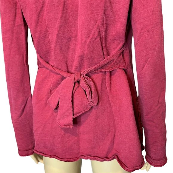 Lucky Brand Womens Open Cardigan Size XS Burgundy Mid Length Pockets Collared - Picture 8 of 15